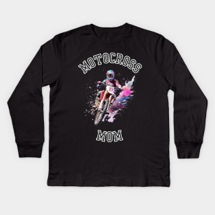 Motocross Mom Dirt Bikes Racer Kids Long Sleeve T-Shirt